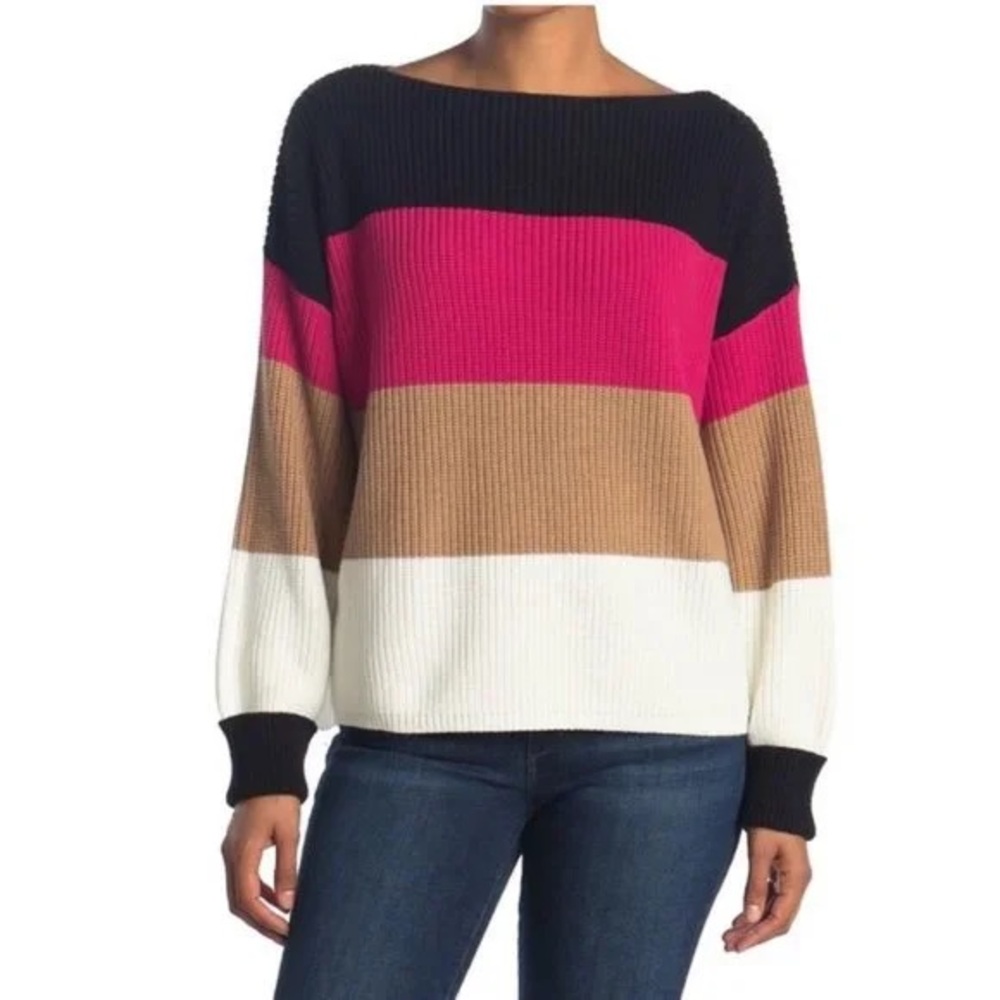 French Connection Cotton Color Block Sweater‎ Size Small